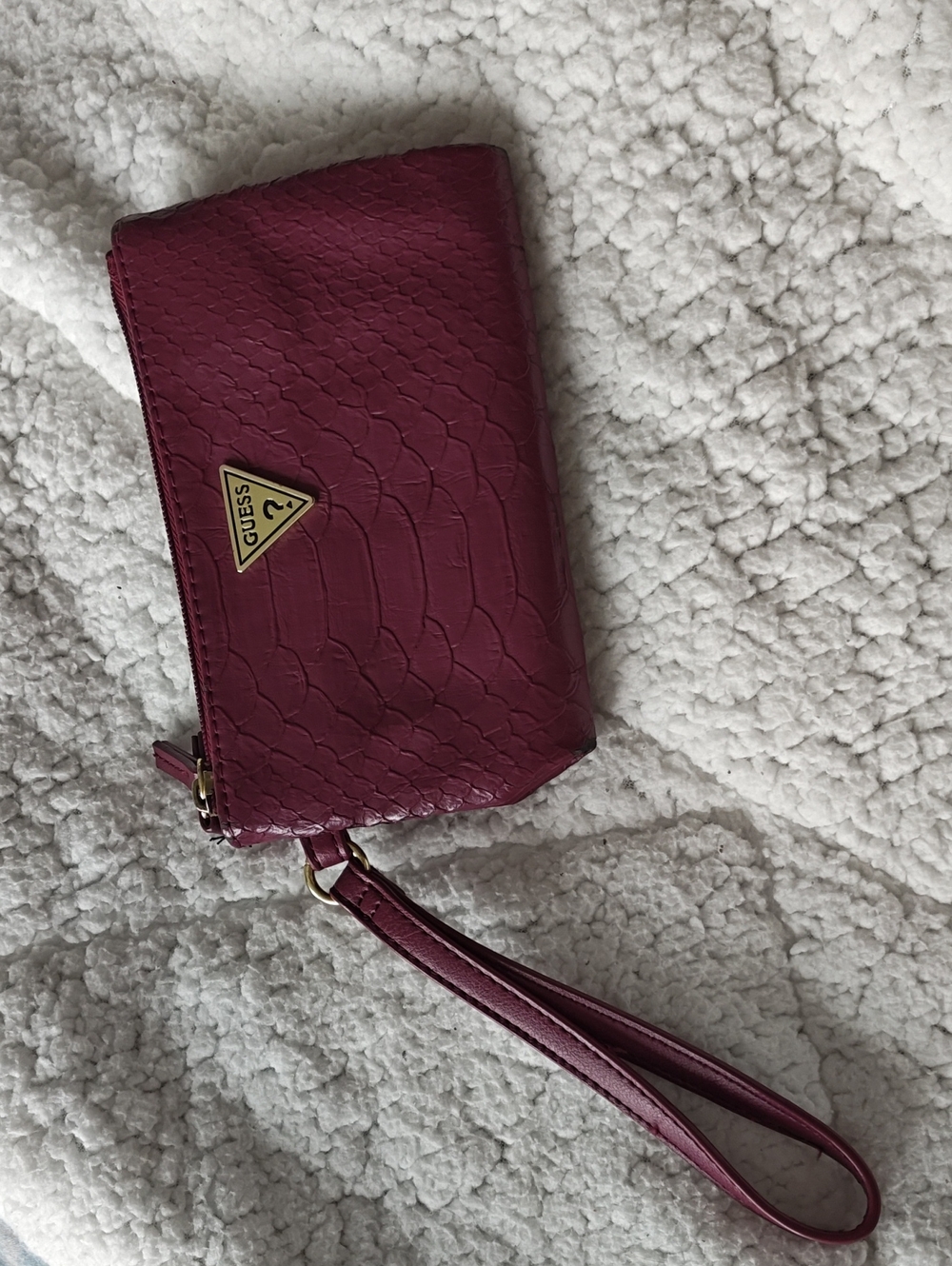 Guess Fuchsia Textured Wristlet- Free With Any Guess Purchase